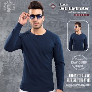 Lycra Navy Blue full sleeves T-shirt