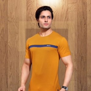 Cotton Mustard Yellow Striped T-shirt