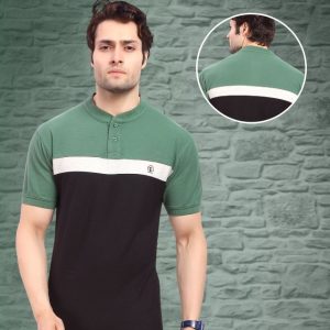Men’s striped Henley’s neck T shirt (FOUR SQUARE BRAND)