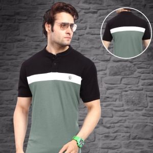Men’s striped Henley’s neck T shirt (FOUR SQUARE BRAND)