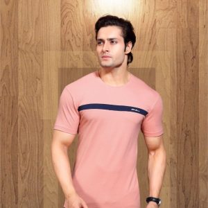 Cotton Peach Striped T-shirt