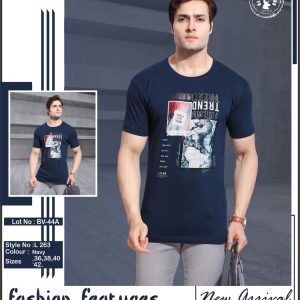 Cotton printed Navy Blue T-shirt