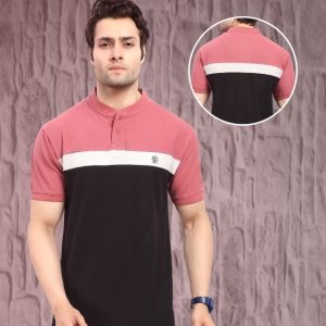 Men’s striped Henley’s neck T shirt (FOUR SQUARE BRAND)