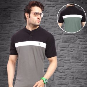 Cotton Black and Grey Striped T-shirt