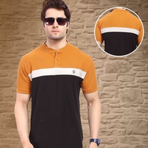 Cotton Mustard yellow and Black Striped T-shirt