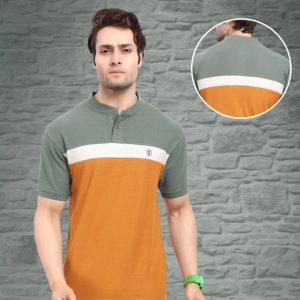 Men’s striped Henley’s neck T shirt (FOUR SQUARE BRAND)