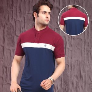Men’s striped Henley’s neck T shirt (FOUR SQUARE BRAND)