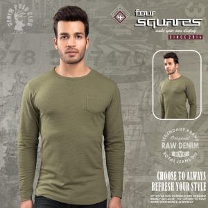 Lycra Olive green full sleeves T-shirt
